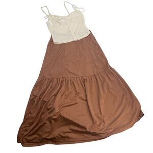 Vegan Suede Tiered Brown Skirt